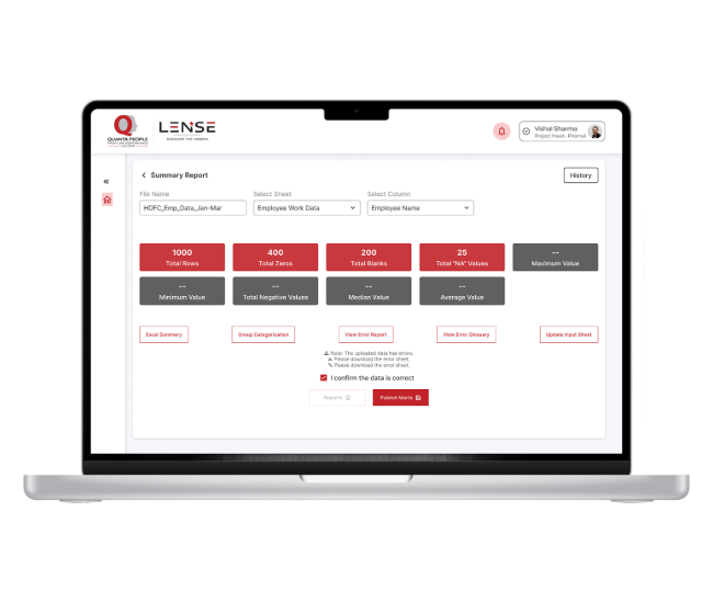 Lense Data Dashboard
